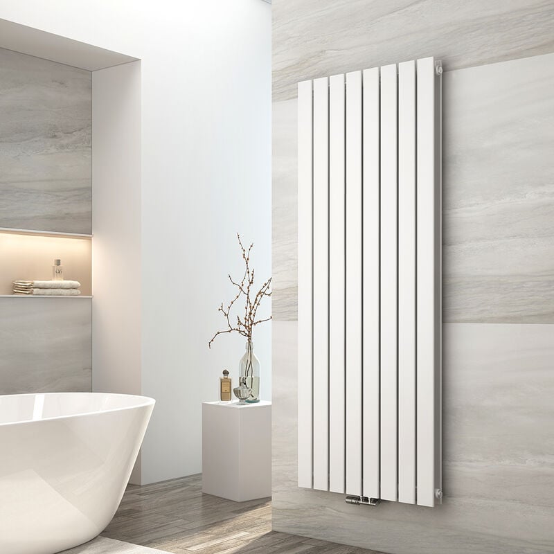 Radiateur eau chaude en acier Radiateur Double couche Tube plat Montage mural Blanc 160x62cm - Emke