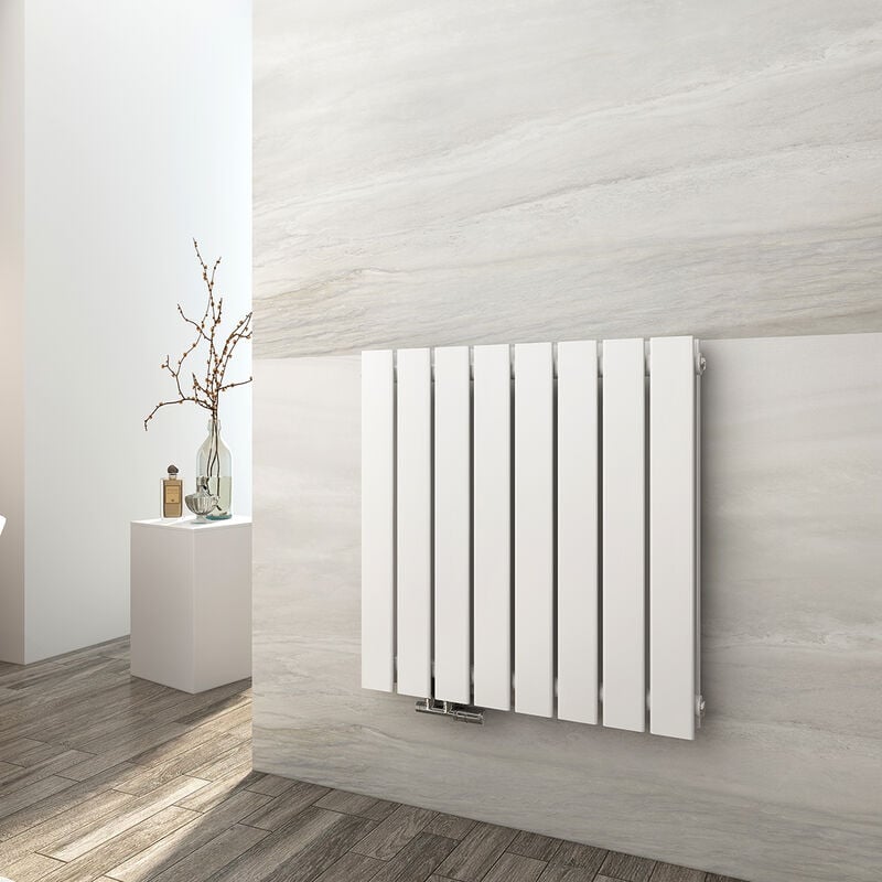 Radiateur eau chaude en acier Radiateur Double couche Tube plat Montage mural Blanc 63x62cm - Emke