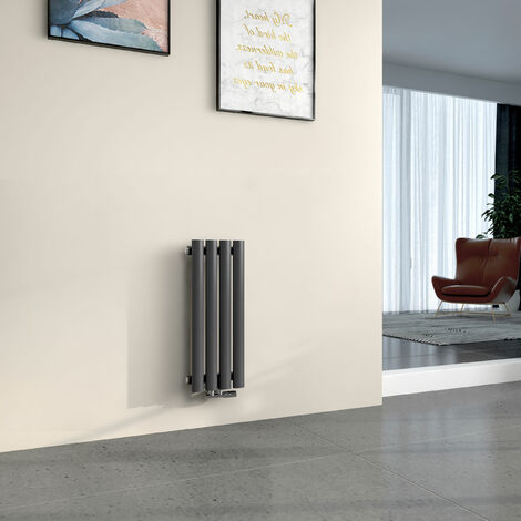 Emke – Radiateur eau chaude en acier 60x24cm – Tube rond mural horizontal – Puissance 177W – Design anthracite pour chauffage efficace