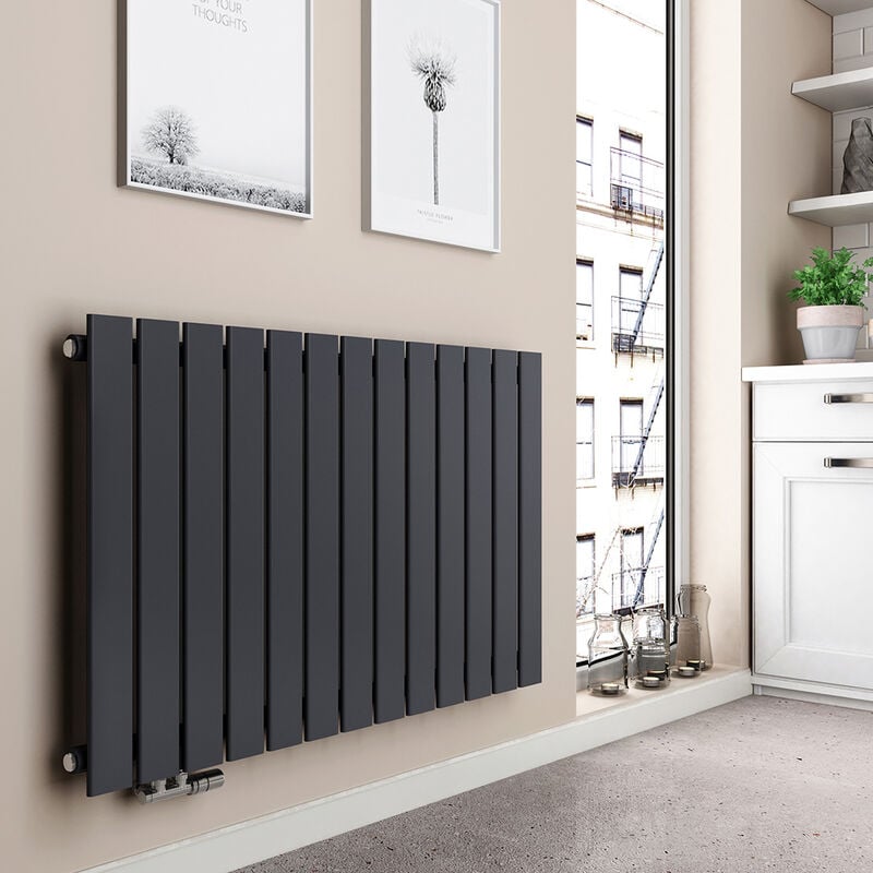 Radiateur eau chaude en acier Mural Anthracite 63x100cm 730W Simple Couche - Emke