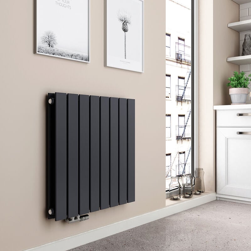 Radiateur eau chaude en acier Mural Anthracite 63x62cm 826W Double Couche - Emke