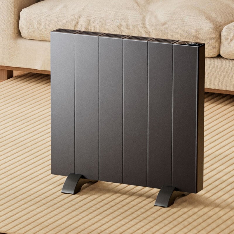 EMKE Radiateur électrique Radiateur à inertie Chauffage électrique avec écran LCD Fixation Murale ou sur pied Anthracite 1000W