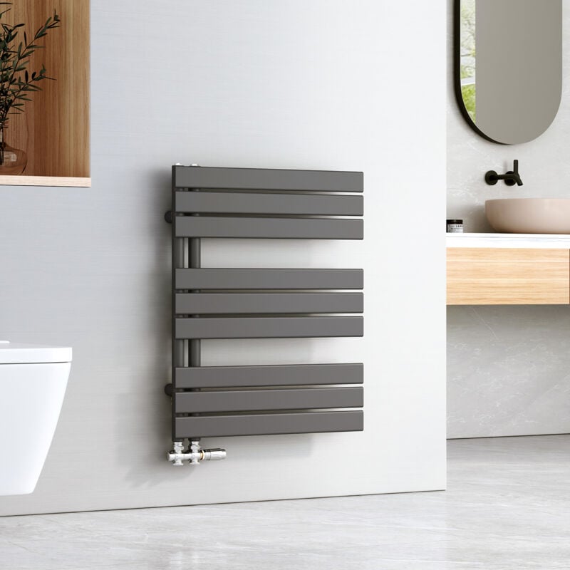 Emke - Sèche-serviettes à Eau Chaude Panneau Plat, Sèche-serviettes connexion latérale pour, Anthracite 762x600mm 479Watts