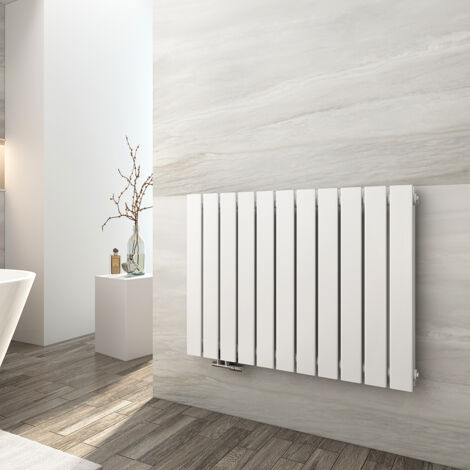 EMKE Radiatore ad acqua calda in acciaio Radiatore a doppio strato Tubo piatto Montaggio a parete Bianco 63x85cm