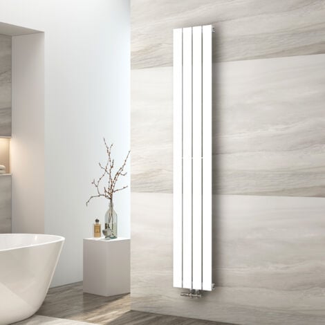 EMKE Radiatore ad acqua calda, radiatore piatto monostrato con attacco centrale, design verticale a parete, bianco 180x30 cm