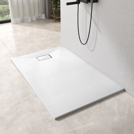 Emke – Receveur de douche plat antidérapant SMC 120x90cm – Surface inclinable pour drainage efficace – Capacité de charge 1350 kg – Résistant aux chocs