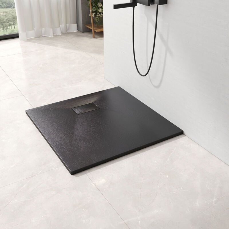 Receveur de douche receveur de douche plat antidérapant smc receveur de douche à découper, 90x90cm Noire - Emke