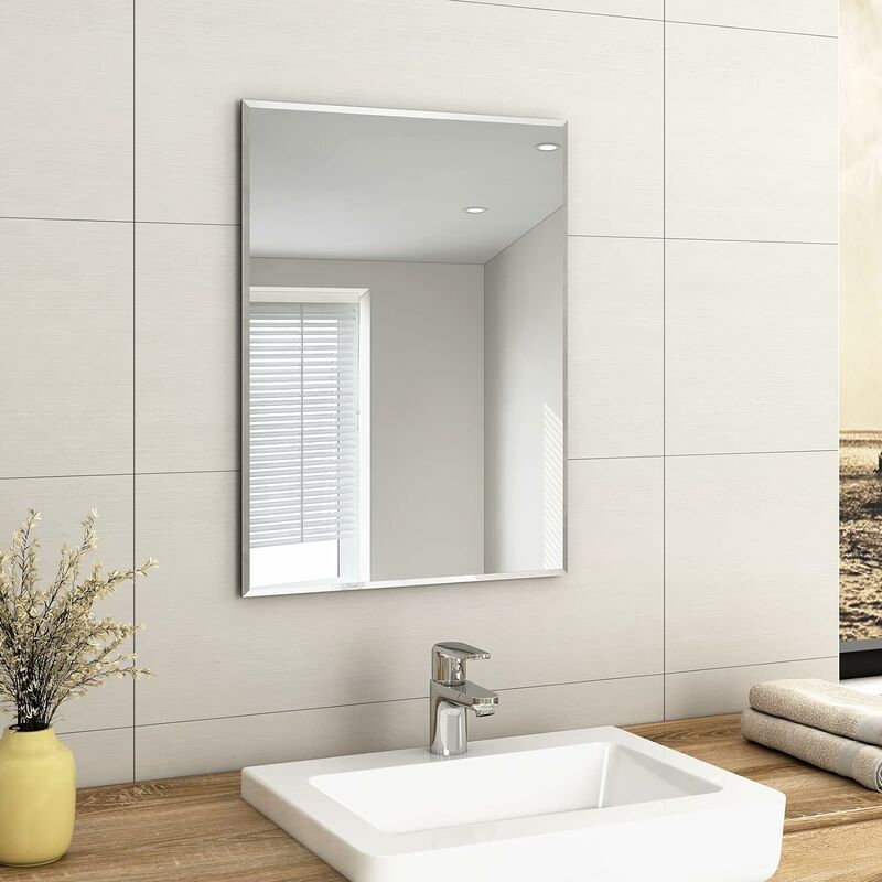 Emke - Rectangular Bathroom Mirror Frameless Wall Mirror 600x450mm