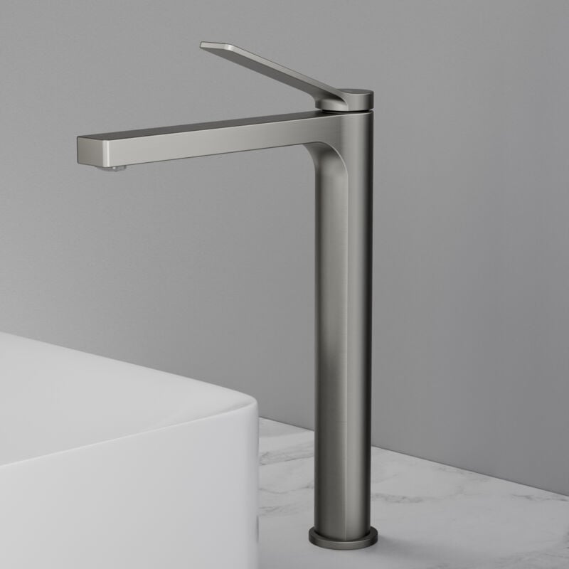 Emke - Robinet Salle de Bain Haut, Robinet de lave-mains avec Aérateur, Laiton, Cartouche Céramique, Anthracite