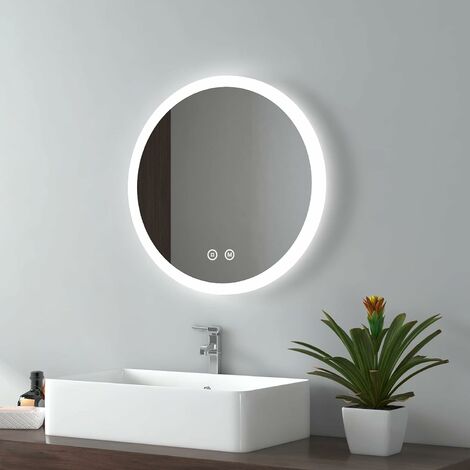 EMKE Bathroom LED Mirror Illuminated Round Backlit Bathroom Mirror for Wall