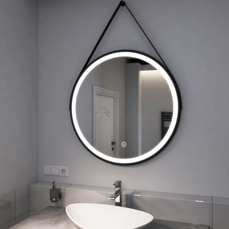 EMKE Runder Badspiegel mit Beleuchtung ф80cm LED Wandspiegel mit Touch-Schalter, Kaltweißes Licht (Typ 4)