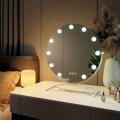 Hollywood Spiegel mit Beleuchtung Schminkspiegel mit Licht Makeup Spiegel  mit LED Glühbirnen Tischspiegel Kosmetikspiegel 58X43cm 