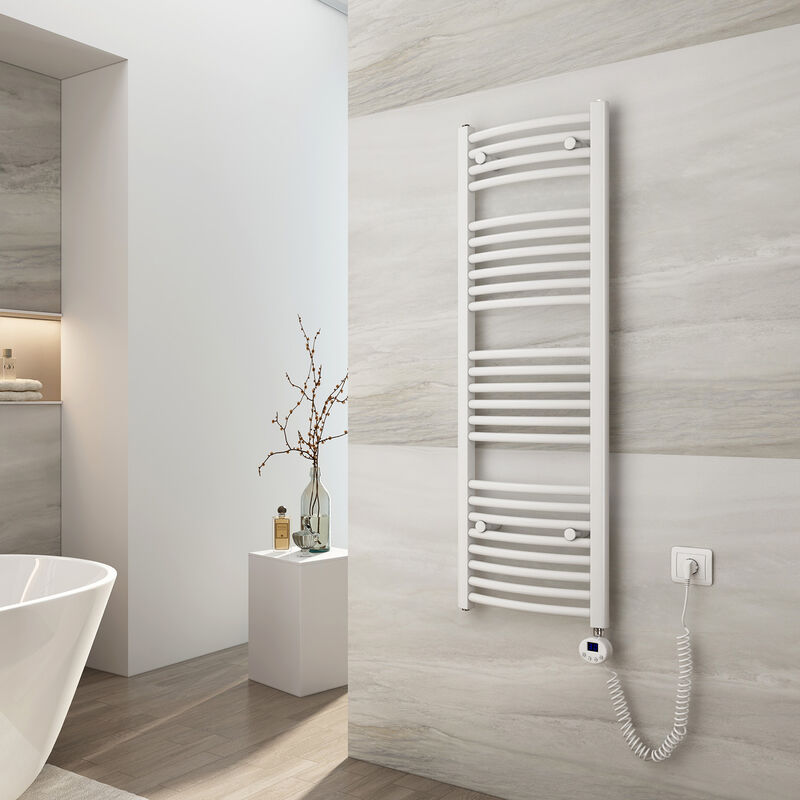 EMKE Sèche-Serviettes Électrique avec élément chauffant thermostat, Blanc 120x40cm 500Watts