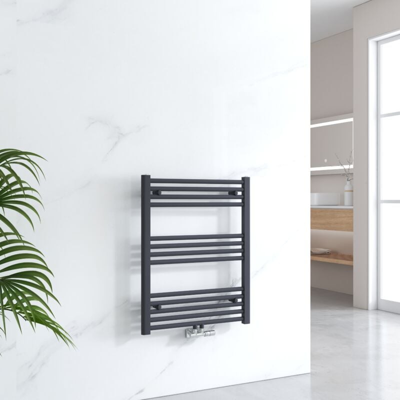 Emke - Sèche-serviette eau chaude Radiateur sèche-serviettes Salle de bain Anthracite 75x60 cm
