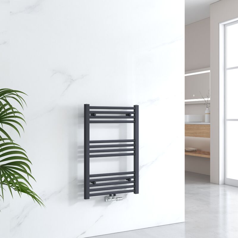 Emke - Sèche-serviette eau chaude Radiateur sèche-serviettes Salle de bain Anthracite 75x50 cm