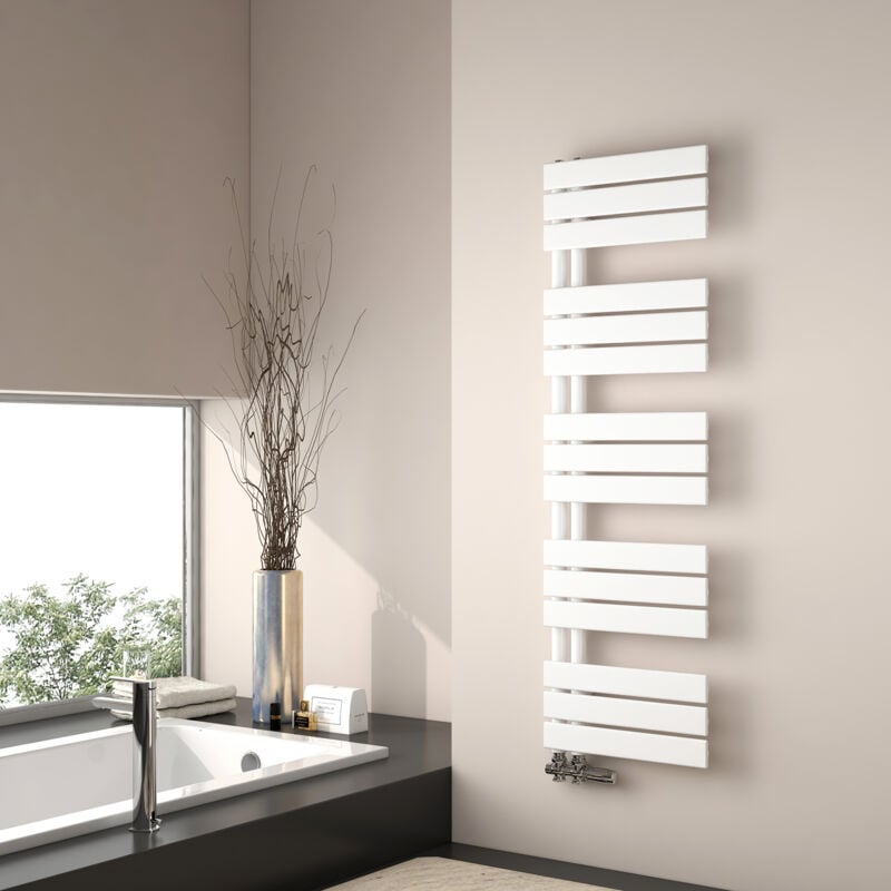 Emke - Sèche-serviette eau chaude, 1320x400mm - Sèche-serviettes Panneau Plat Blanc