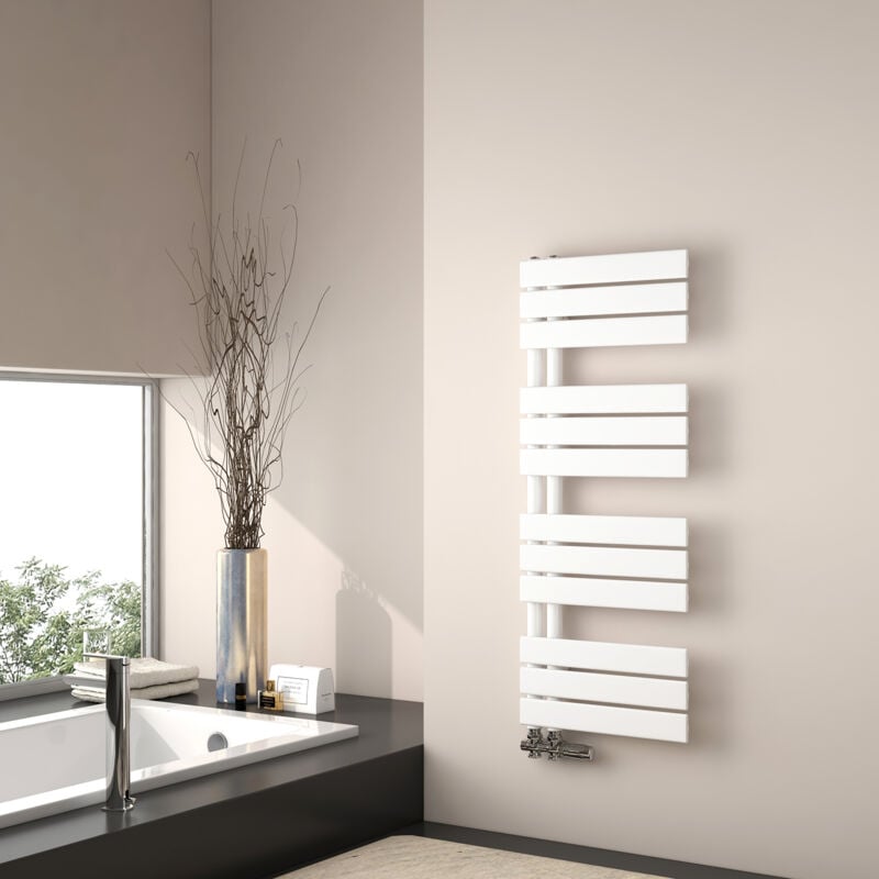 Emke - Sèche-serviette eau chaude, 1041x400mm - Sèche-serviettes Panneau Plat Blanc