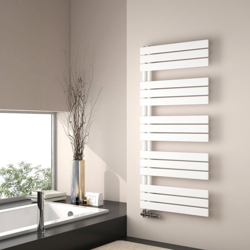 Emke - Sèche-serviette eau chaude, 1320x600mm - Sèche-serviettes Panneau Plat Blanc