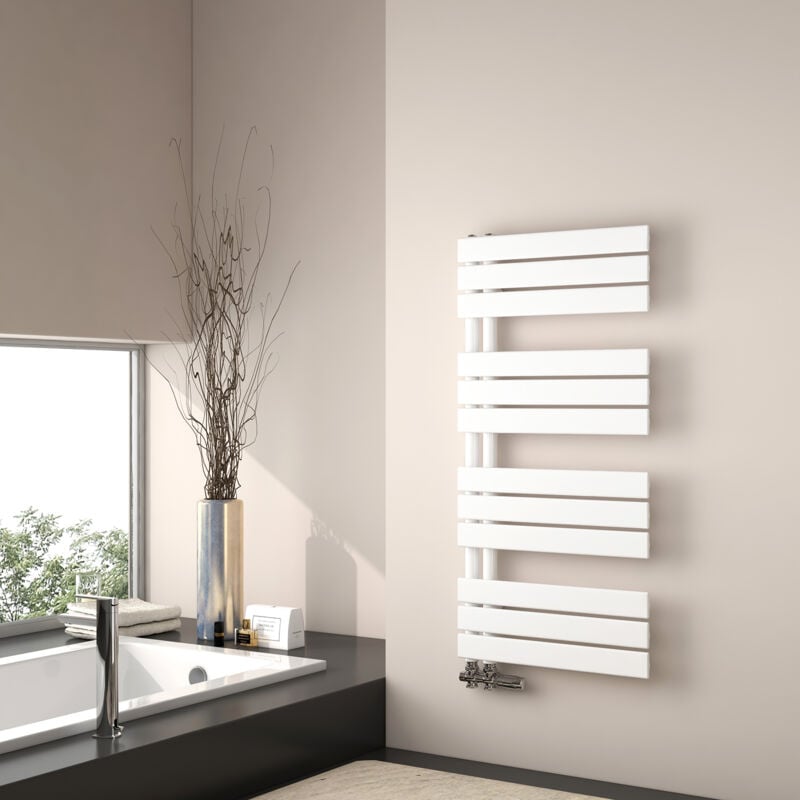 Sèche-serviette eau chaude, 1041x500mm - Sèche-serviettes Panneau Plat Blanc - Emke