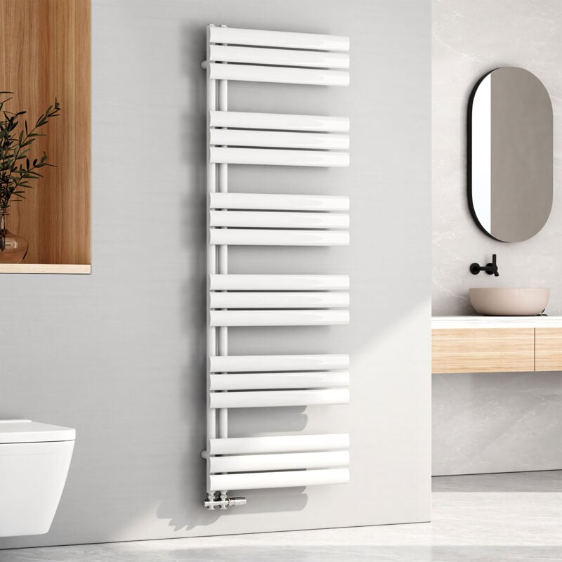 Emke - Sèche-serviette eau chaude, 1740x600mm - Sèche-serviettes Tube Ovale Blanc