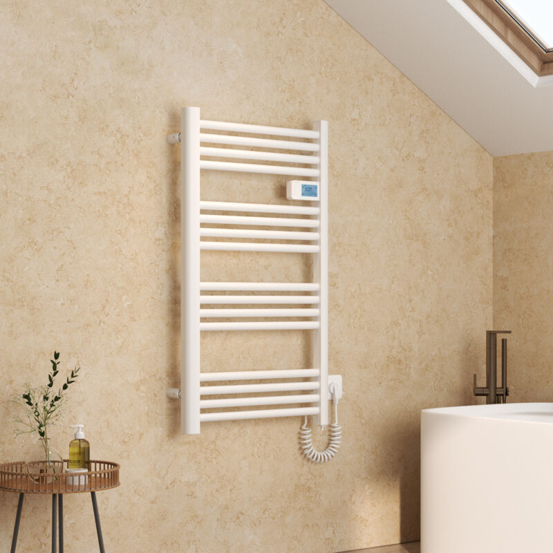 EMKE Sèche-serviette électrique Aluminium Commande tactile Température réglable - 960 x 540 mm Blanc 500W