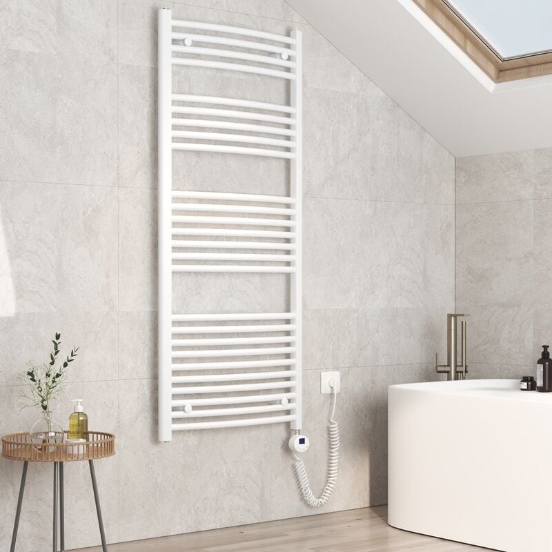 Sèche-serviette électrique, Radiateur Sèche-Serviettes avec élément Chauffant - 140x60cm Blanc 665W - Emke