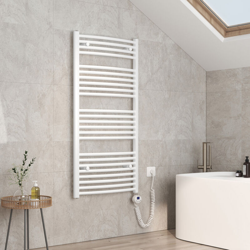 Sèche-serviette électrique, Radiateur Sèche-Serviettes avec élément Chauffant - 120x60cm Blanc 600W - Emke