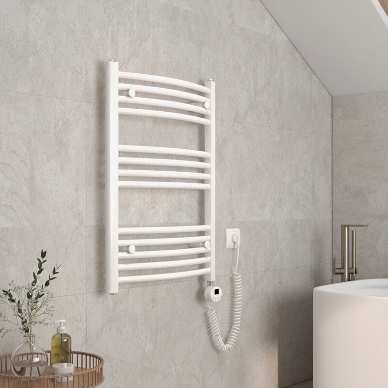 Sèche-serviette électrique, Radiateur Sèche-Serviettes avec élément Chauffant - 75x60cm Blanc 300W - Emke