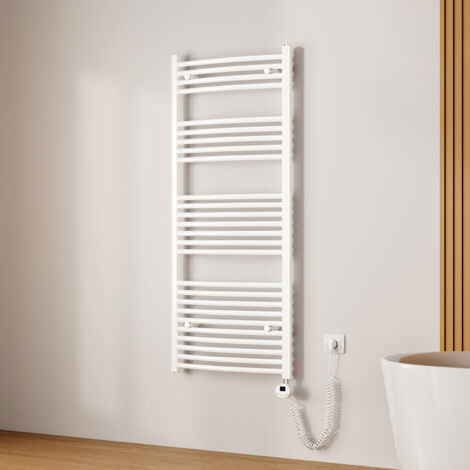 EMKE Sèche-serviette électrique, Radiateur Sèche-Serviettes avec WiFi Thermostat Blanc 140x60cm 600W