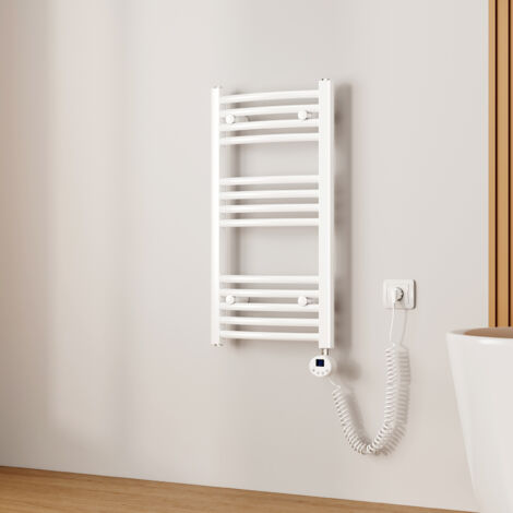 EMKE Sèche-serviette électrique, Radiateur Sèche-Serviettes avec WiFi Thermostat Blanc 75x40cm 300W