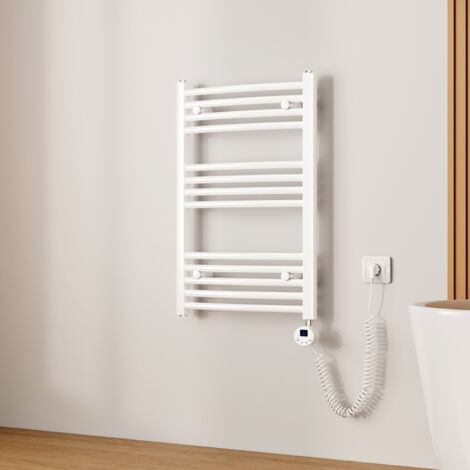EMKE Sèche-serviette électrique, Radiateur Sèche-Serviettes avec WiFi Thermostat Blanc 75x50cm 300W