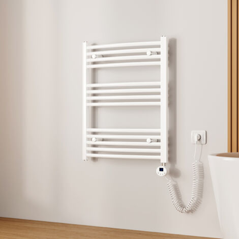 EMKE Sèche-serviette électrique, Radiateur Sèche-Serviettes avec WiFi Thermostat Blanc 75x60cm 300W