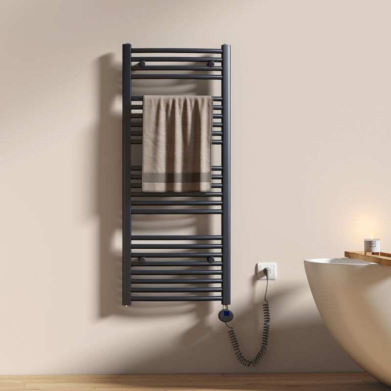 Sèche-Serviettes électrique, Porte-serviettes chauffant électrique, 500W, Anthracite 120x50cm - Emke