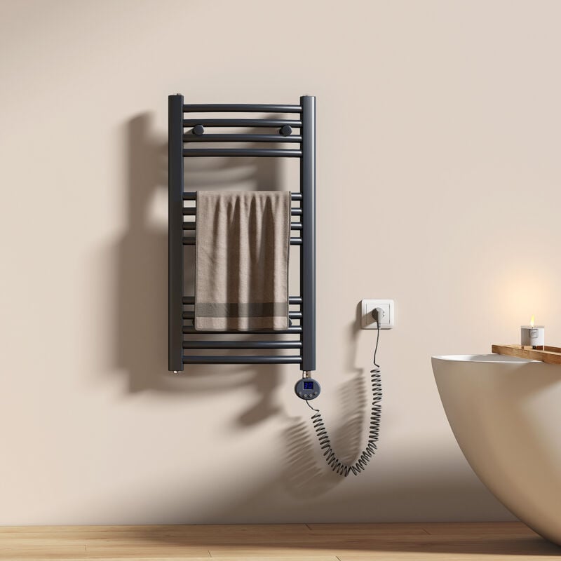 Sèche-Serviettes électrique, Porte-serviettes chauffant électrique, 250W, Anthracite 75x40cm - Emke