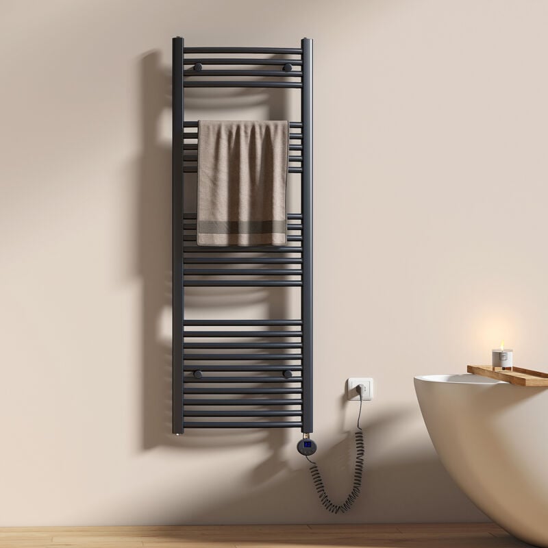 Sèche-Serviettes électrique, Porte-serviettes chauffant électrique, 500W, Anthracite 140x60cm - Emke