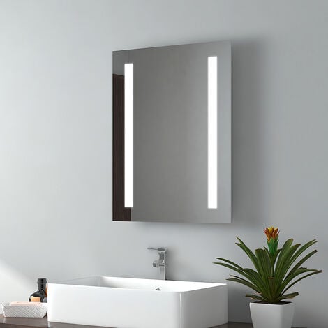 EMKE Specchio Bagno con Luce 45 x 60 cm, Specchio Bagno LED Luce Bianca Fredda 6500K
