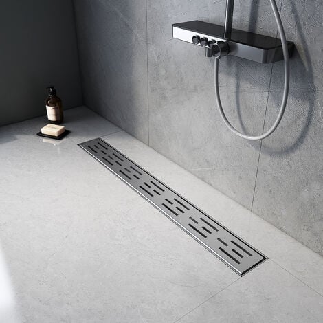 EMKE Stainless Steel Floor Drain Tile Insert Shower Linear Drain, 2 in 1 Shower Drain Suitable for Bathrooms, Toilets, 600mm