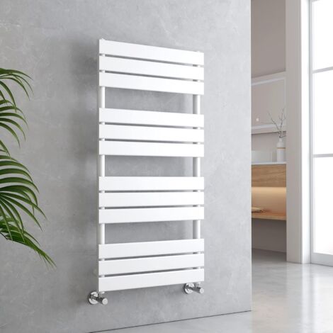 EMKE Towel Radiator Bathroom Radiator Flat Panel Towel Rail Radiator Bathroom Ladder Radiator - 1200 x 600 mm White