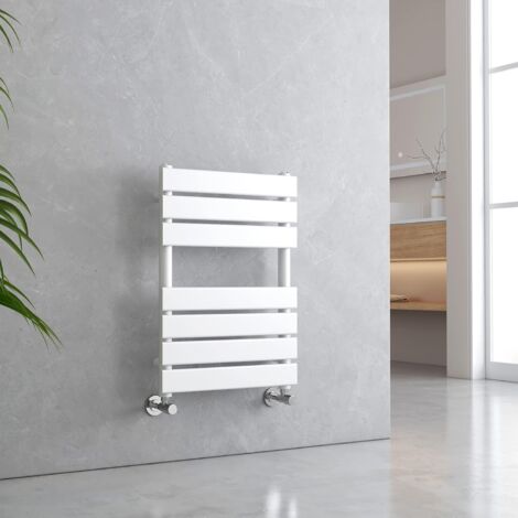 EMKE Towel Radiator Bathroom Radiator Flat Panel Towel Rail Radiator Bathroom Ladder Radiator - 650 x 450 mm White