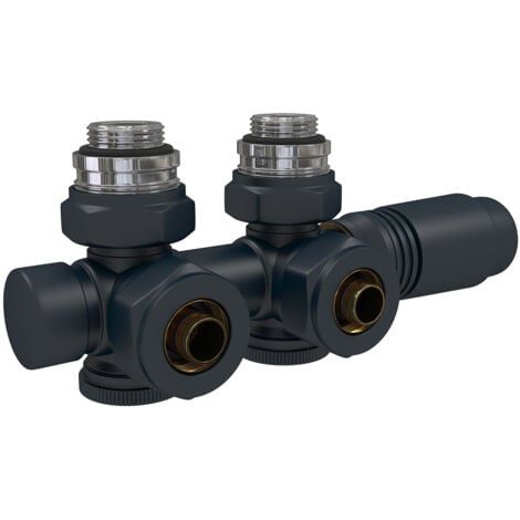 EMKE Valvola termostatica, valvola angolare, valvola termostatica, kit radiatore multiblocco con regolatore di temperatura (antracite)