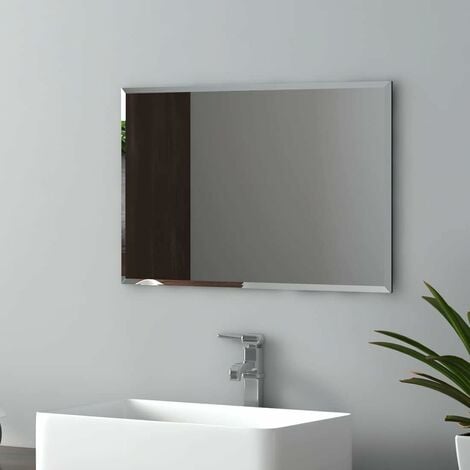 EMKE Wall Mounted Bathroom Mirror, Frameless Bathroom Mirror for Wall, Rectangle Vanity Mirrors 45x30 cm