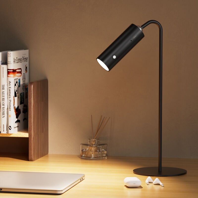 Wireless led Table Lamp 6-in-1 Rechargeable Desk Lamp Dimmable with Touch led Black Outdoor Table Lamp - Emke