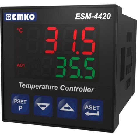 Emko ESM-4420 2 points, P, PI, PD, PID Régulateur de température J, K, R, S, T, Pt100 -200 à 1700 °C Relais 5 A, SSR (L
