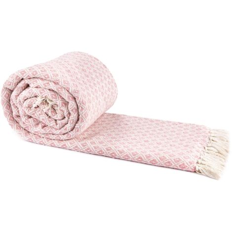 Emma Barclay Casablanca - Coperta Scandi in cotone riciclato per sedia, divano, letto, colore: rosa cipria, 50 x 60 (127 x 152 cm)