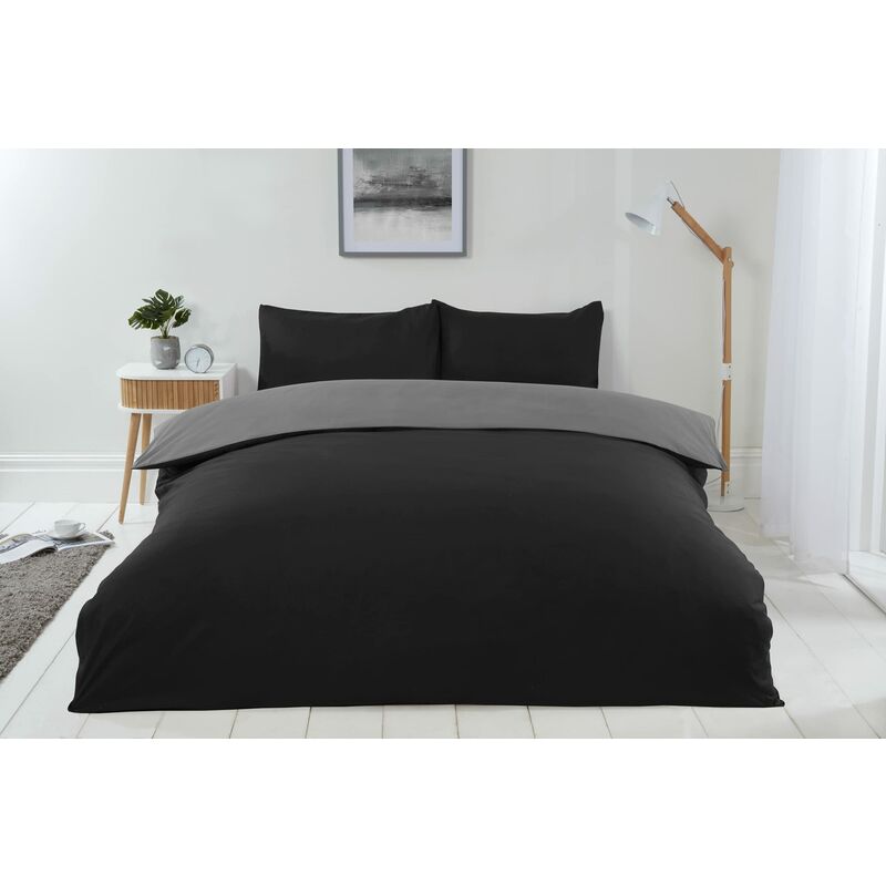 Emma Barclay Lyla - Set copripiumino reversibile, per letto matrimoniale, colore: nero/grigio