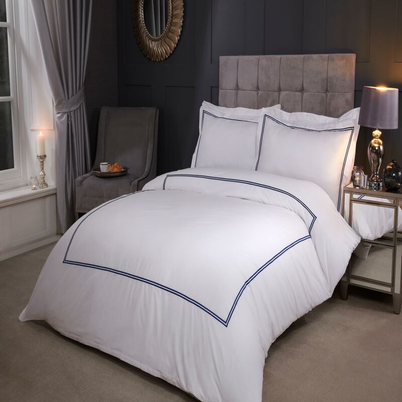 Emma Barclay Mayfair Duvet Set Double Bed Navy, Cotton | 50% Polyester