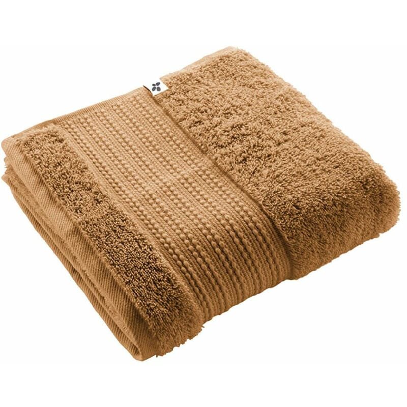 emma - serviette de toilette 50x90cm en coton bio coloris camel - marron