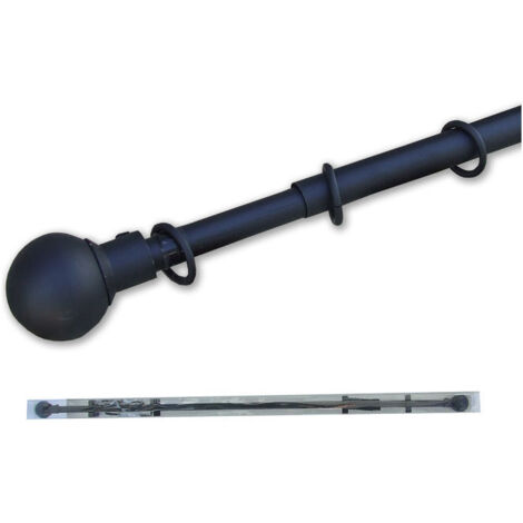 Emmebi Tende Asta Estensibile Sfera Nero-Argento 120-210cm