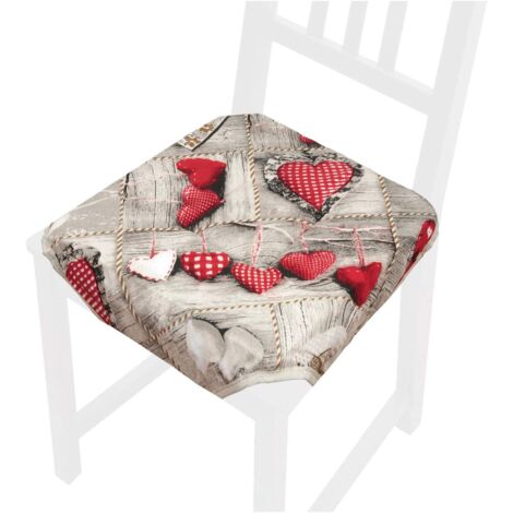 Emmevi Mv S.P.A. – Coussin de chaise 40x40 cm épaisseur 4 cm – Tissu coton avec rembourrage en éponge – Lavable en machine à 30 °C – Fixation par lacets