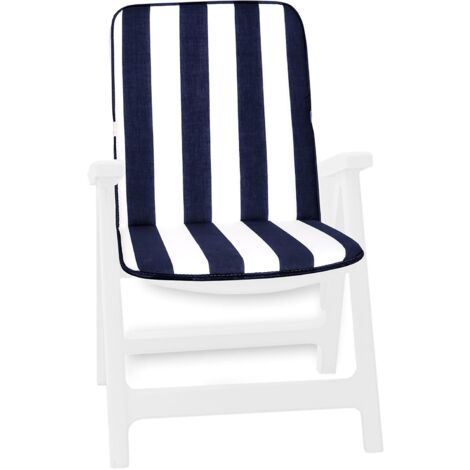 Emmevi Mv S.P.A. – Coussin de chaise pliant 77x45cm – Épaisseur 3cm – Tissu coton/polyester – Rembourrage en éponge pour confort intérieur/extérieur – Motif rayé bleu